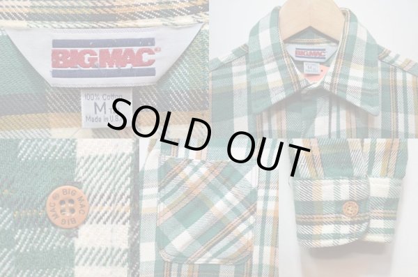 画像3: 80's BIG MAC ヘビーネルシャツ “グリーンベース / TALL表記” (3)