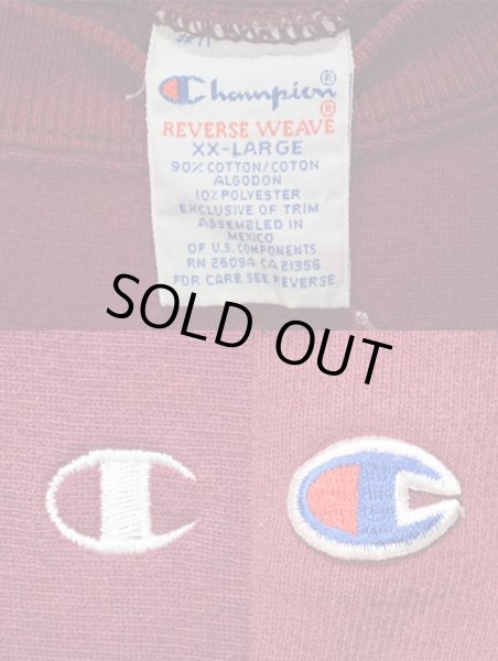 画像3: 90-00's Champion リバースウィーブ スウェット “目付き / BURGUNDY” (3)