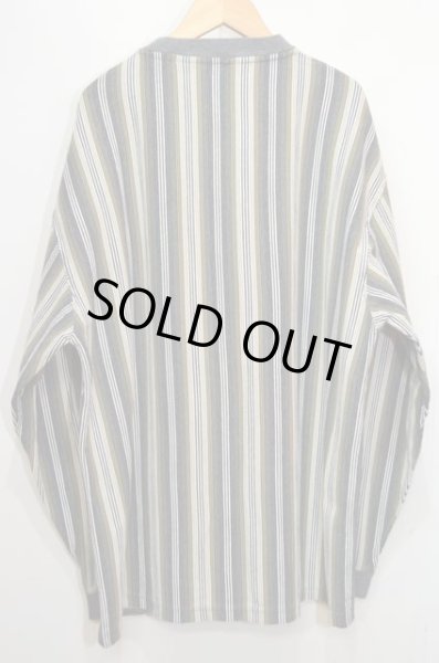 画像2: 90's Eddie Bauer ストライプ柄 ヘンリーネックカットソー (2)