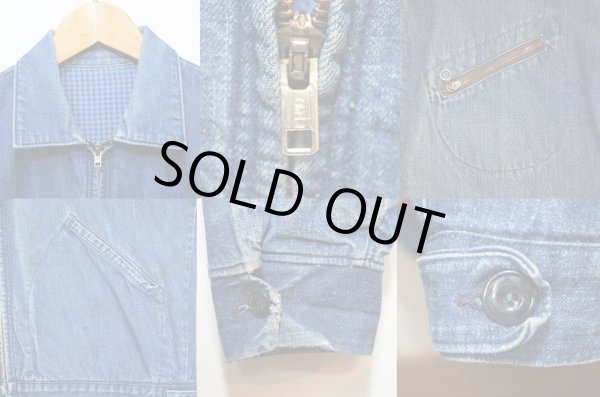 画像3: 60's unknown デニムワークジャケット “プリントネルライナー” (3)