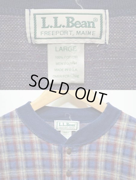 画像3: 90's L.L.BEAN チェック柄 ヘンリーネックカットソー (3)