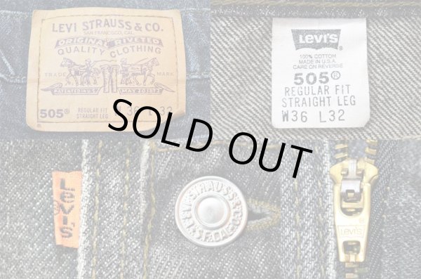 画像3: 90's Levi's 505 ブラックデニムパンツ "先染め / ヒゲ" (3)