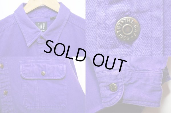 画像4: 90's OLD GAP ヘビーコットンワークシャツ “PURPLE” (4)