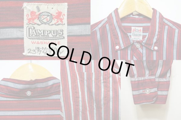 画像3: 60's Campus ストライプ柄 ボタンダウンシャツ “3点留め” (3)