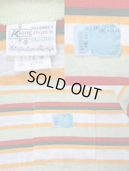 画像3: 70's K-mart マルチボーダー ポケットTシャツ "USA製 / DEADSTOCK" (3)