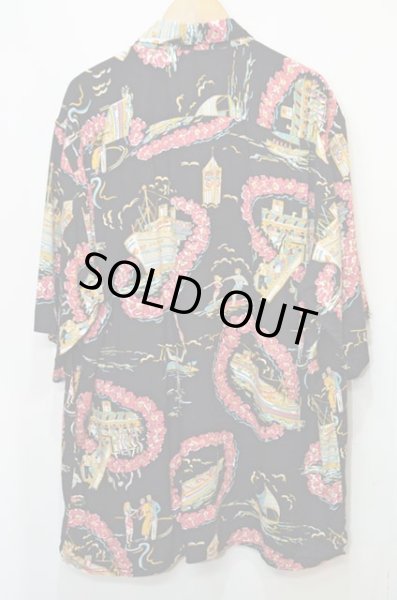 画像2: 80's reyn spooner ブラックレーヨンハワイアンシャツ (2)