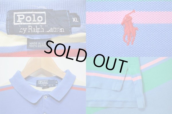画像3: Polo Ralph Lauren マルチボーダー柄 S/S ポロシャツ “MADE IN USA” (3)