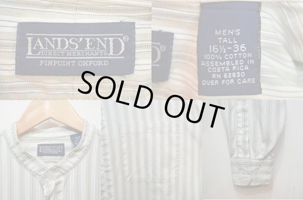 画像3: 90's LAND'S END マルチストライプ柄 バンドカラーシャツ (3)