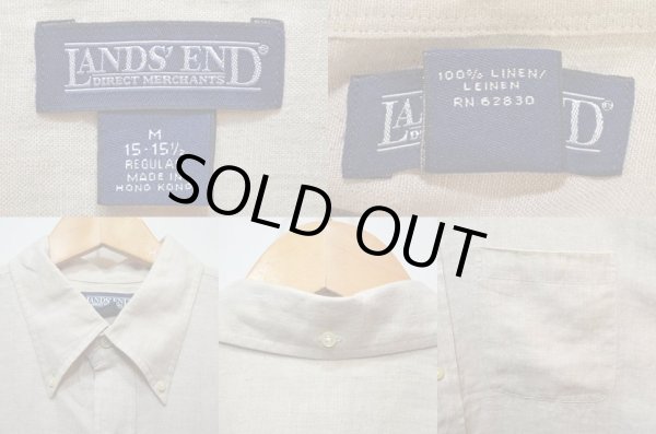 画像3: 90's LAND'S END S/S ボタンダウンシャツ “リネン素材” (3)