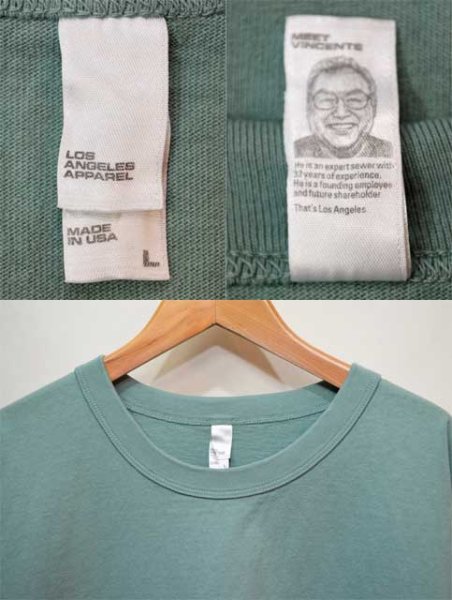 画像3: LOS ANGELES APPAREL 8.5oz Garment Dye Tシャツ "ATLANTIC GREEN / MADE IN USA" (3)
