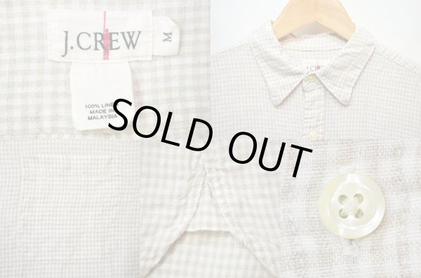 画像3: 90's J.CREW マチ付き ギンガムチェックシャツ “リネン素材” (3)