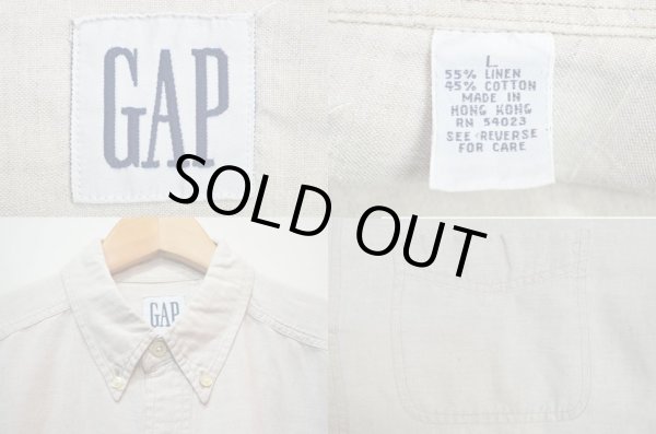 画像3: 90's OLD GAP コットンリネン ボタンダウンシャツ (3)