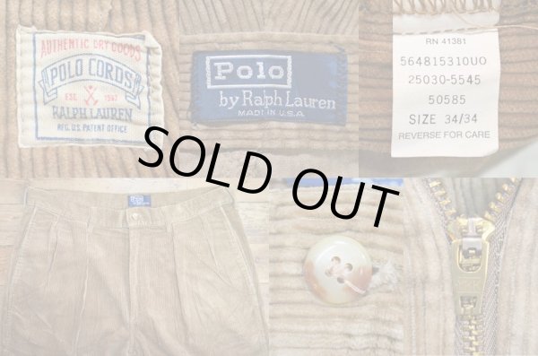 画像3: 90's Polo Ralph Lauren 2タック 太畝コーデュロイパンツ “POLO CORDS / MADE IN USA” (3)