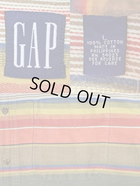 画像3: 90's OLD GAP ネイティブボーダー柄 ワークシャツ (3)