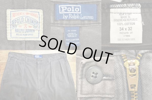 画像3: 90's Polo Ralph Lauren 2タック チノトラウザー “POLO CHINO  / BLACK” (3)