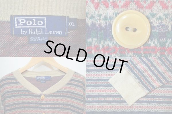 画像3: 90's Polo Ralph lauren ネイティブ柄 ヘンリーネックカットソー "MADE IN USA" (3)