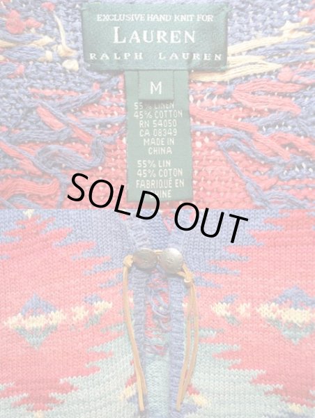 画像3: 90's LAUREN RALPH LAUREN ネイティブ柄 ニットベスト “EXCLUSIVE HAND KNIT” (3)