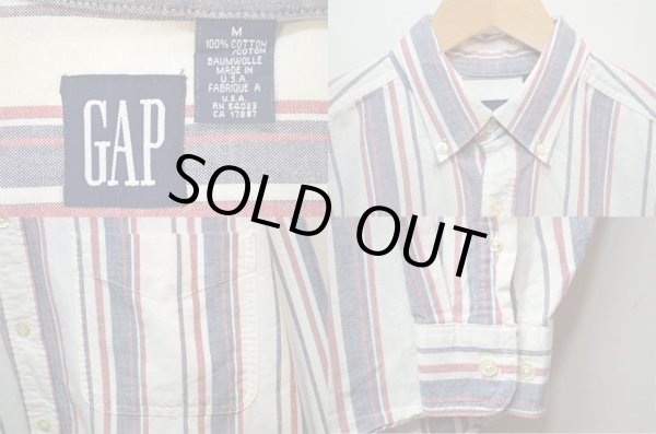 画像3: 90's OLD GAP マルチストライプ柄 ボタンダウンシャツ “MADE IN USA” (3)