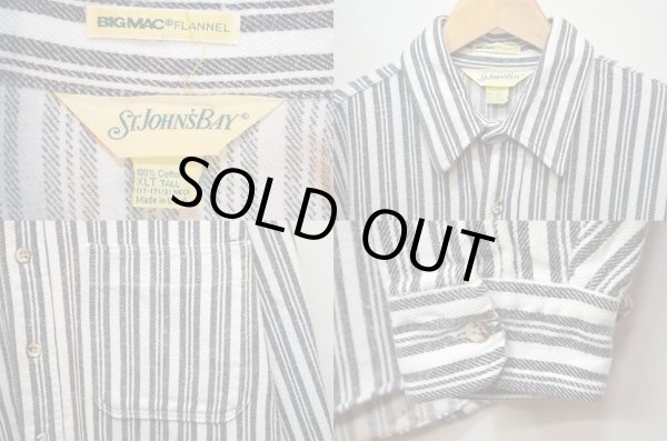 画像3: 90's St John's Bay マルチストライプ柄 ヘビーネルシャツ “MADE IN USA” (3)