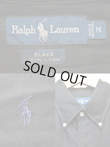 画像3: Polo Ralph Lauren ボタンダウンリネンシャツ “BLACK” (3)
