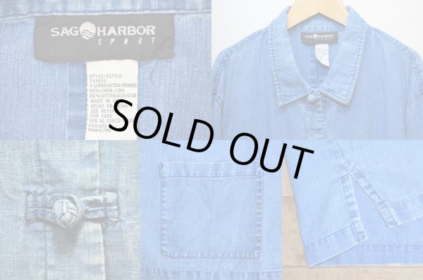 画像3: 90's SAG HARBOR インディゴリネン チャイナジャケット (3)