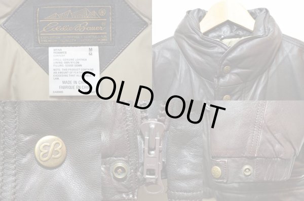 画像3: 80-90's Eddie Bauer レザーダウンジャケット “黒タグ” (3)