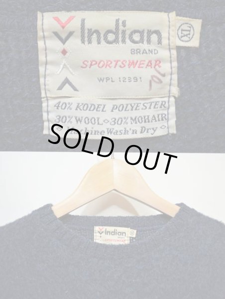 画像3: 60-70's Indian BRAND クルーネック モヘアニット “NAVY” (3)