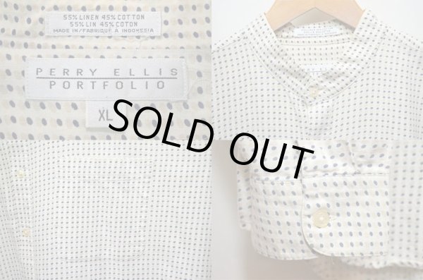 画像3: 90's PERRY ELLIS バンドカラーリネンシャツ (3)