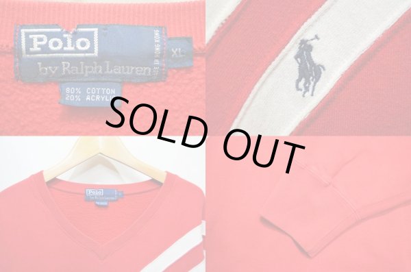 画像3: 90's Polo Ralph Lauren Vネック スウェットシャツ (3)