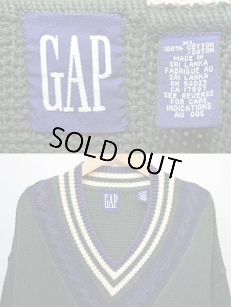 画像3: 90's OLD GAP コットンチルデンニット “DARK GREEN” (3)