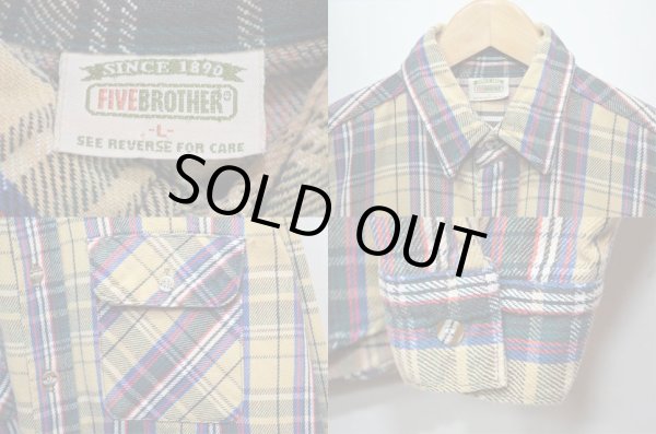 画像3: 90's FIVE BROTHER ヘビーネルシャツ “BEIGHベース” (3)