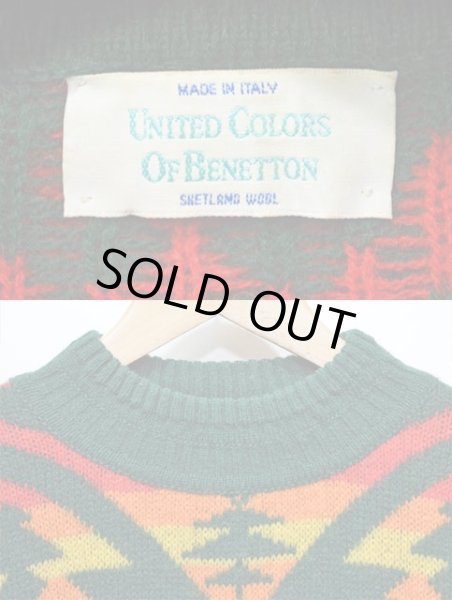 画像3: 90's OLD Benetton ネイティブ柄 シェットランドウールニット “MADE IN ITALY” (3)