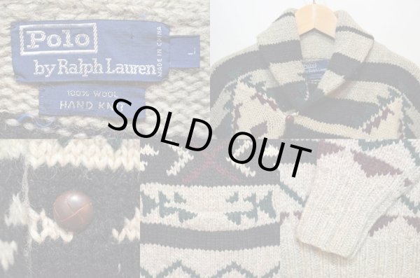 画像3: 90's Polo Ralph Lauren ネイティブ柄 ショールカラーカーディガン (3)