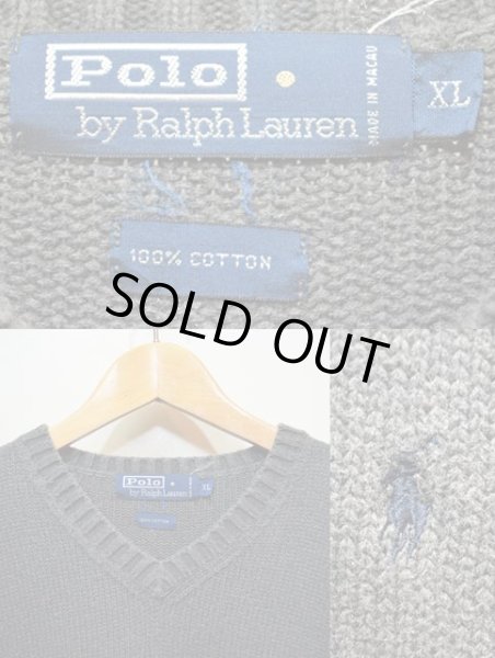 画像3: Polo Ralph Lauren Vネック コットンニット “CHARCOAL GRAY” (3)