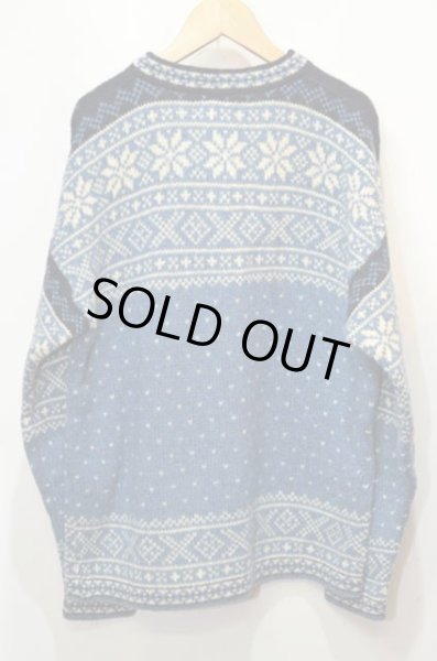 画像2: 90's L.L.Bean ノルディック柄 ウールニット “BLUE系” (2)