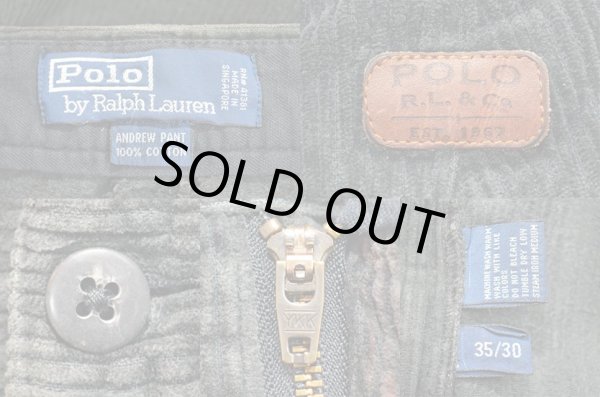 画像3: Polo Ralph Lauren 2タック 太畝コーデュロイパンツ “CHARCOAL” (3)