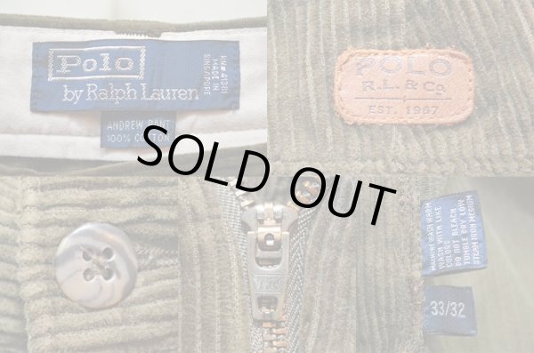 画像3: Polo Ralph Lauren 2タック 太畝コーデュロイパンツ “OLIVE” (3)