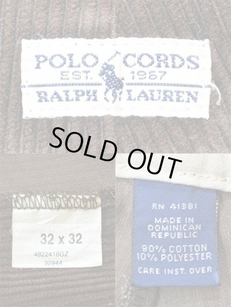 画像3: 90's Polo Ralph Lauren 2タック 太畝コーデュロイパンツ “BROWN” (3)