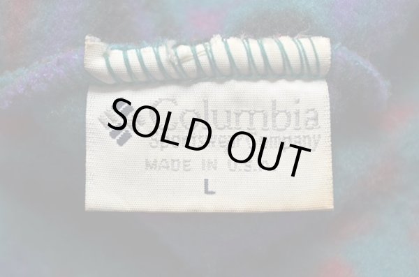 画像2: 90's Columbia イヤーフラップ付き 総柄フリースキャップ “GREENベース / MADE IN USA” (2)