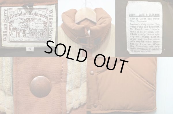 画像3: 80's Willam Barry コーデュロイ切り替え ダウンベスト (3)