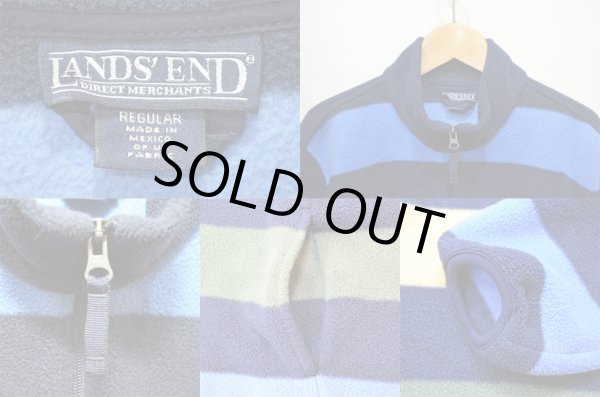 画像3: 90-00's LAND'S END ボーダー柄 ハーフジップフリースジャケット (3)