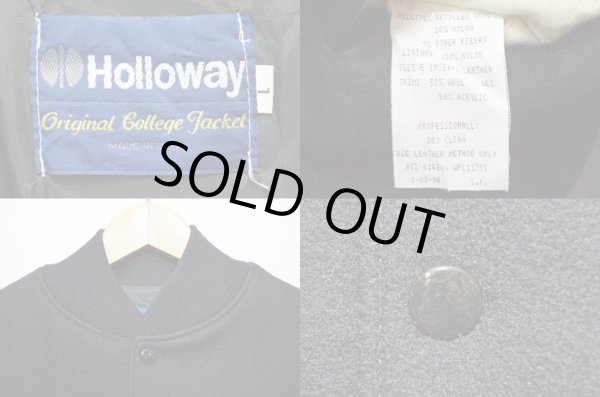 画像3: 90's Holloway レザー切り替えスタジャン “ALL BLACK / MADE IN USA” (3)