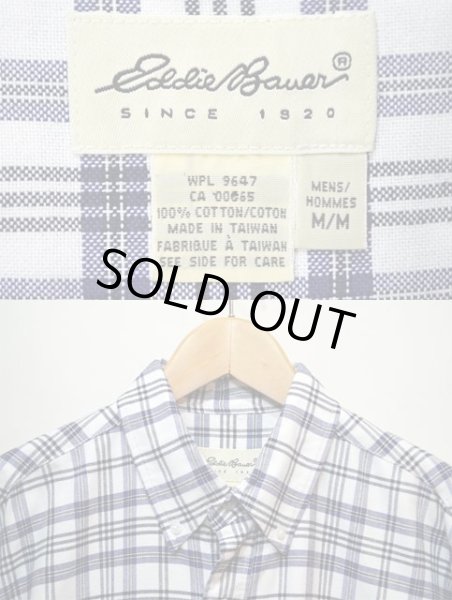 画像3: 90's Eddie Bauer ボタンダウンシャツ “青系チェック” (3)