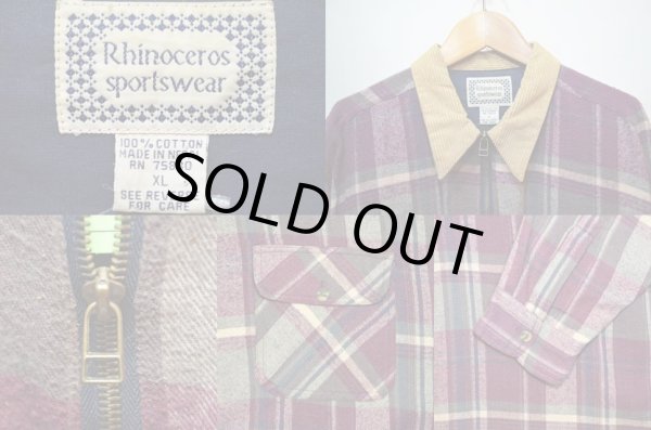 画像3: 90's Phincoceros Sportswear ハーフZIP ネルシャツ (3)