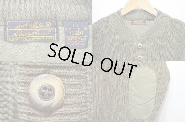 画像3: 80's Eddie Bauer ヘンリーネック コットンニット "黒タグ" (3)