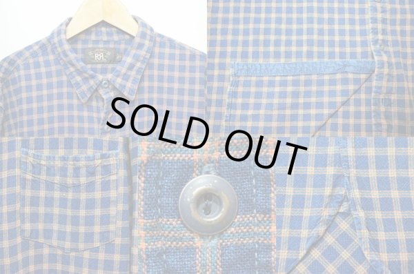 画像4: 00's RRL マチ付き インディゴチェックシャツ (4)