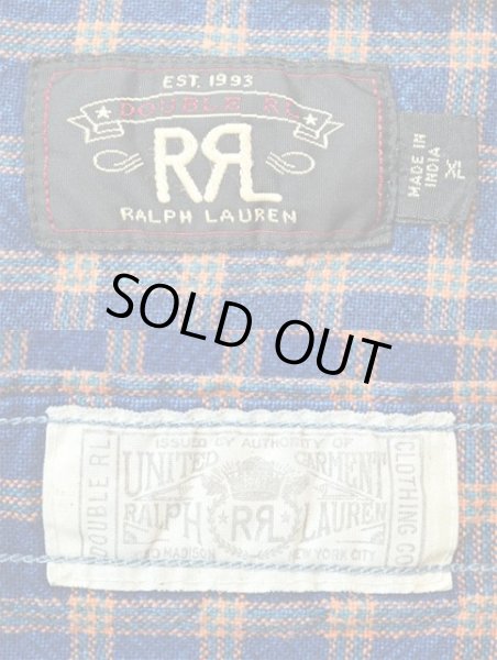 画像3: 00's RRL マチ付き インディゴチェックシャツ (3)