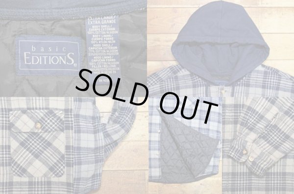 画像3: 90's BASIC EDITIONS フード付き キルティングネルシャツ (3)