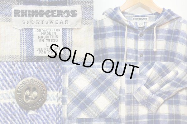 画像3: 90's RHINOCEROS SPORTS WEAR フード付きフランネルシャツ (3)