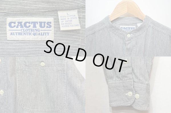 画像3: 90's CACTUS ヒッコリーストライプ柄 バンドカラーシャツ (3)